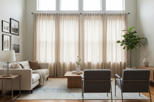 Discover the perfect curtain length for your living room. Expert advice on 84-inch vs 96-inch blackout curtains for 8-9 foot ceilings, plus width coverage tips to eliminate light gaps.